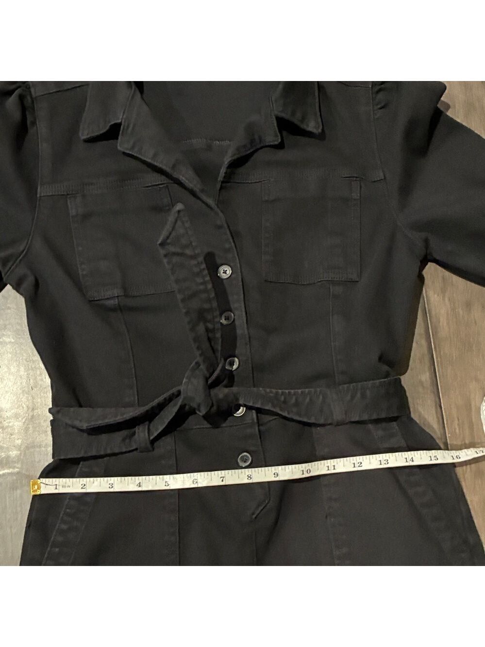 Paige Mayslie Denim Jumpsuit in Washed Black - Size 6 - Picture 10 of 16